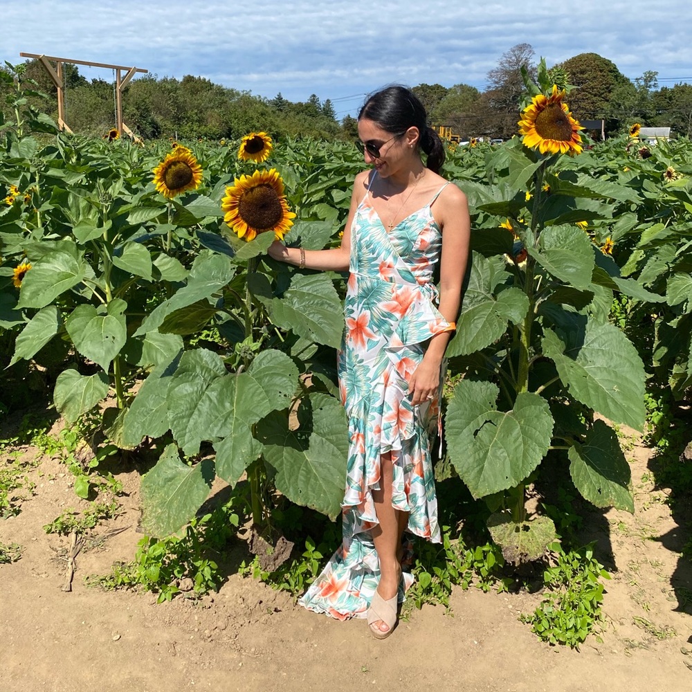 Summer Printed Sleeveless Women Long Dress Ruffled Irregular